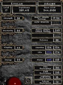 Stat Window for Level 17