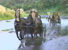 chariots racing along the shore