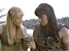 xena and gab stare at the roman sling