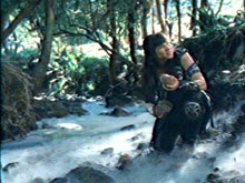xena wading in river