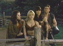 xena, gabrielle, eve, virgil looking at farm